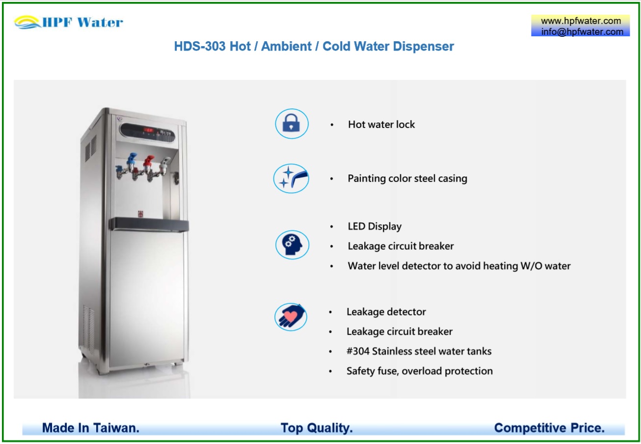 Stainless Steel Hot Ambient Cold Water Dispenser made in Taiwan